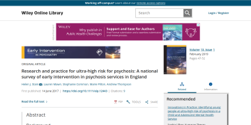 Early Intervention in Psychiatry